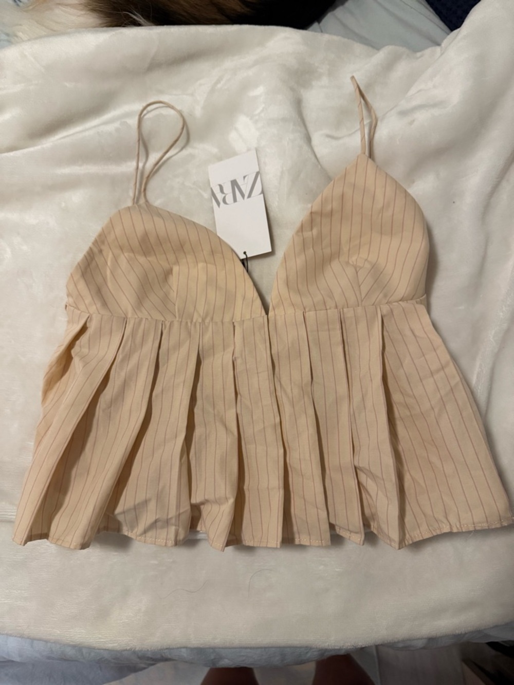 NWOT ZARA Pleated Pinstripe tank Top